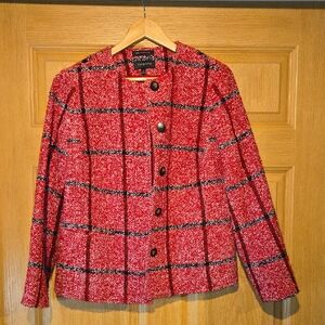 Talbots Red and Black Plaid Blazer